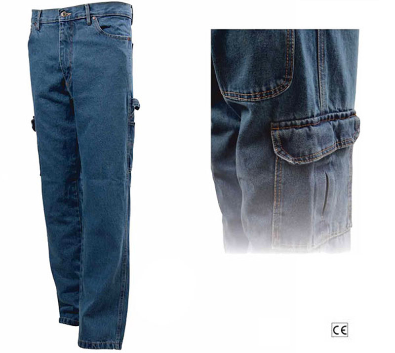 Pantalone Jeans Stone Wash Multitasche Blue-Tech 580