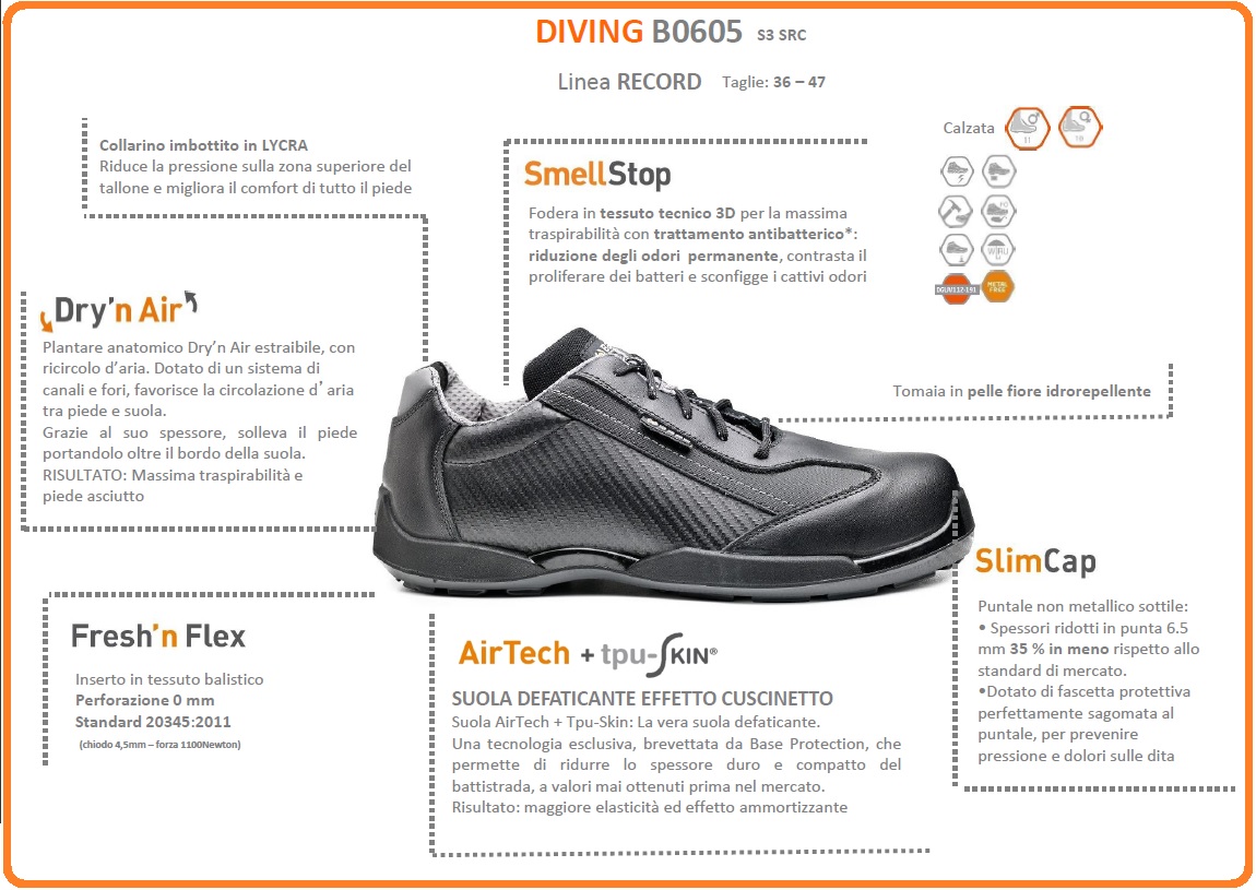 Scarpe base protection diving b0605 s1p src - BESTSAFETY