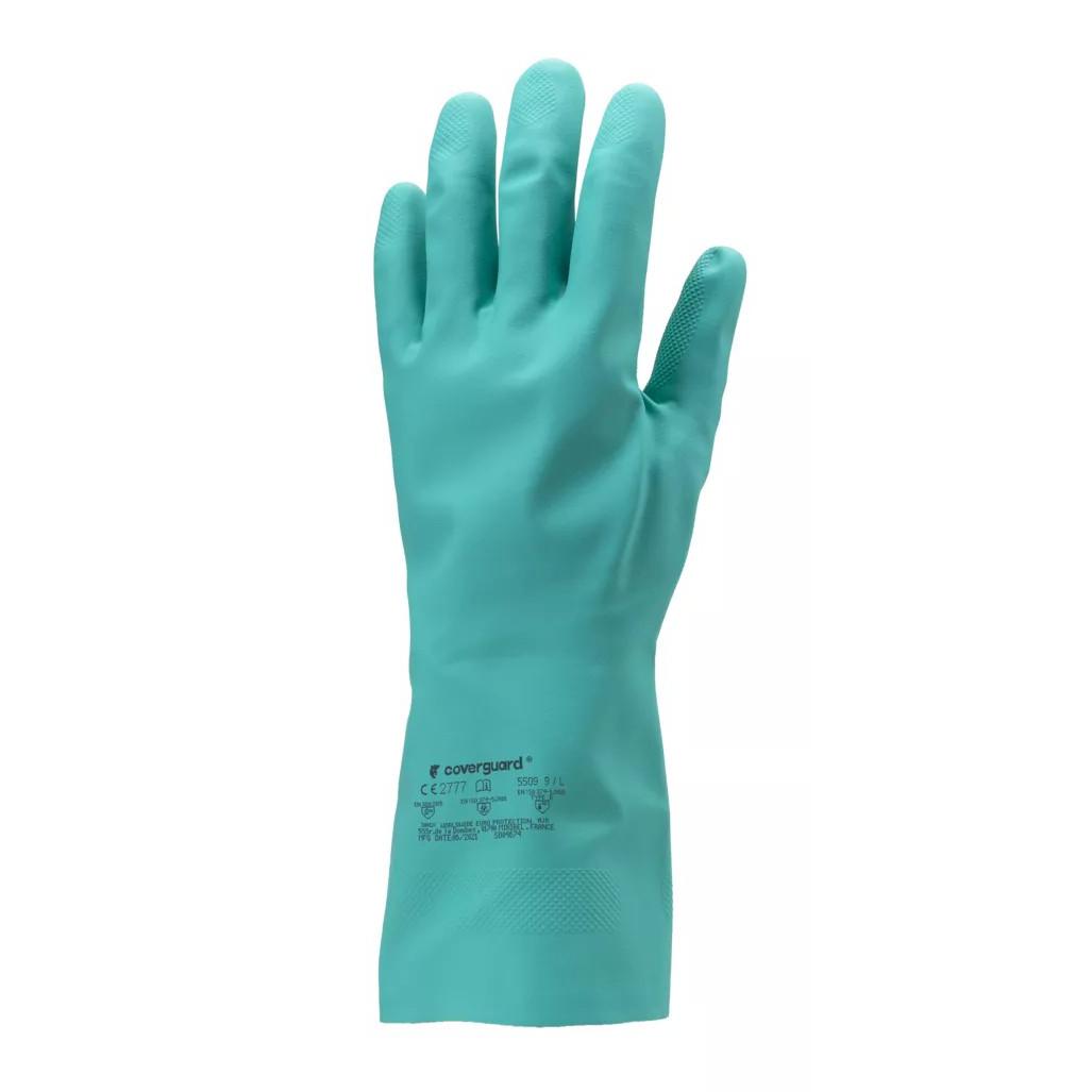 10 Paia - Guanti Da Lavoro Coverguard In Nitrile Eurochem MO5510 Rischio Chimico