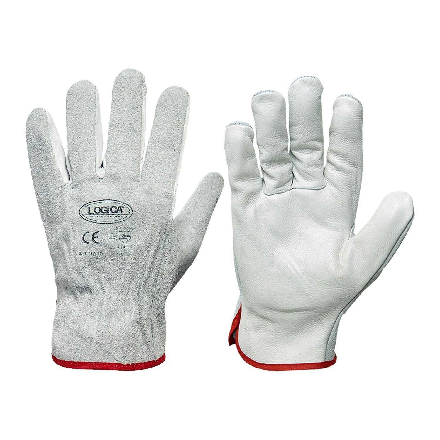 10 Paia - Guanti da Lavoro in Pelle Crosta Logica 103E