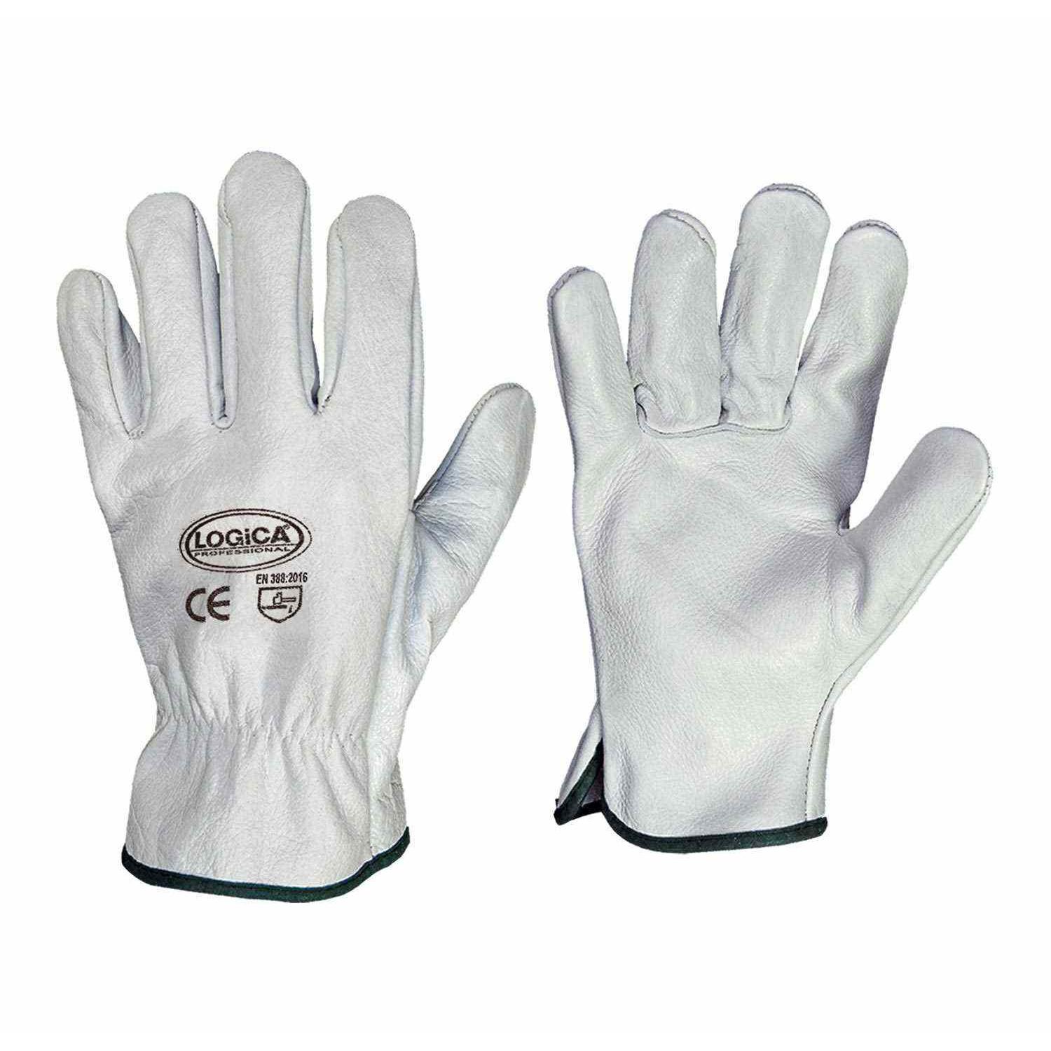 10 Paia - Guanti da Lavoro in Pelle Fiore Logica 114E2S