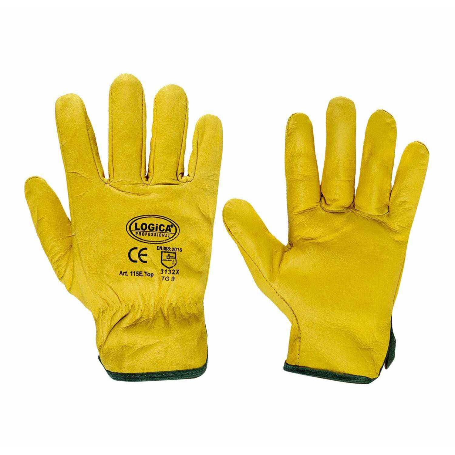 10 Paia - Guanti da Lavoro in Pelle Fiore Logica 115ETOP