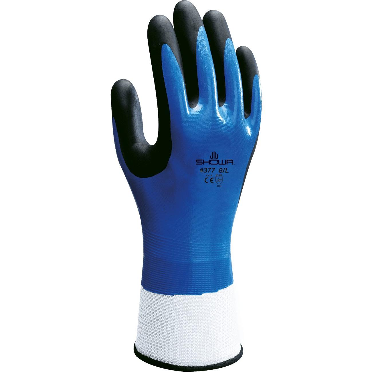 10 Paia - Guanti Showa 377 con doppio rivestimento in Nitrile - Impermeabile sh377