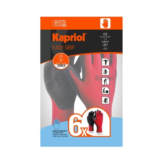 12 Paia - Guanti Da Lavoro Antitaglio Kapriol In Latex EASY GRIP 128020