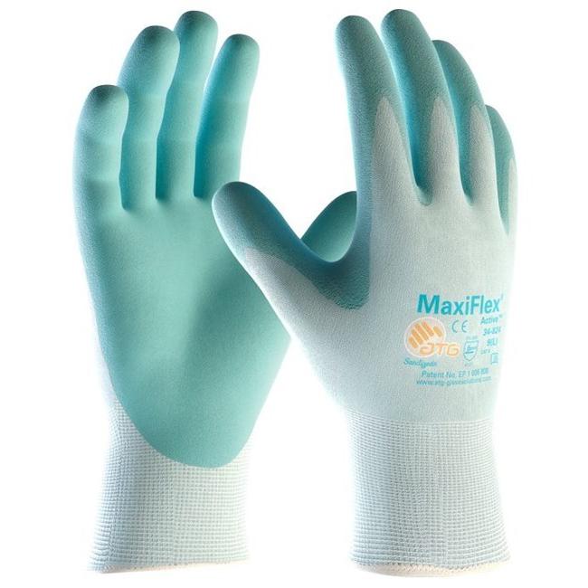 12 Paia -Guanti da Lavoro ATG Maxiflex Active in Nitrile 34-824