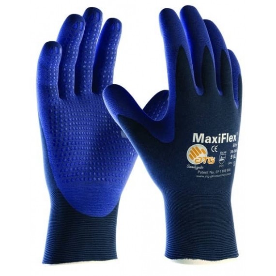 12 Paia - Guanti da Lavoro ATG Maxiflex Elite in Nitrile 34-244