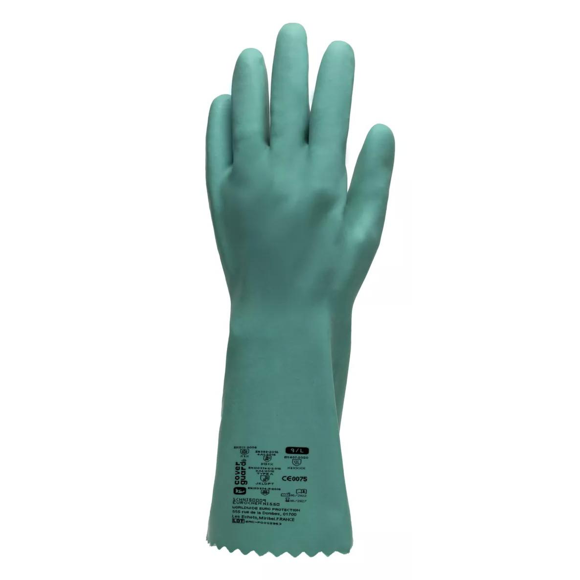 12 Paia - Guanti Da Lavoro Coverguard In Nitrile Eurochem NI550 1CHNI50 Protezione Chimica