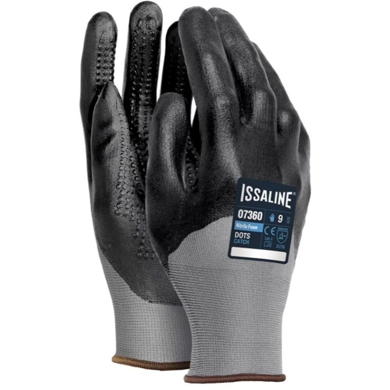 12 Paia - Guanti da lavoro Dots Catch in Nitrile Foam Puntinato - Issa Line 07360