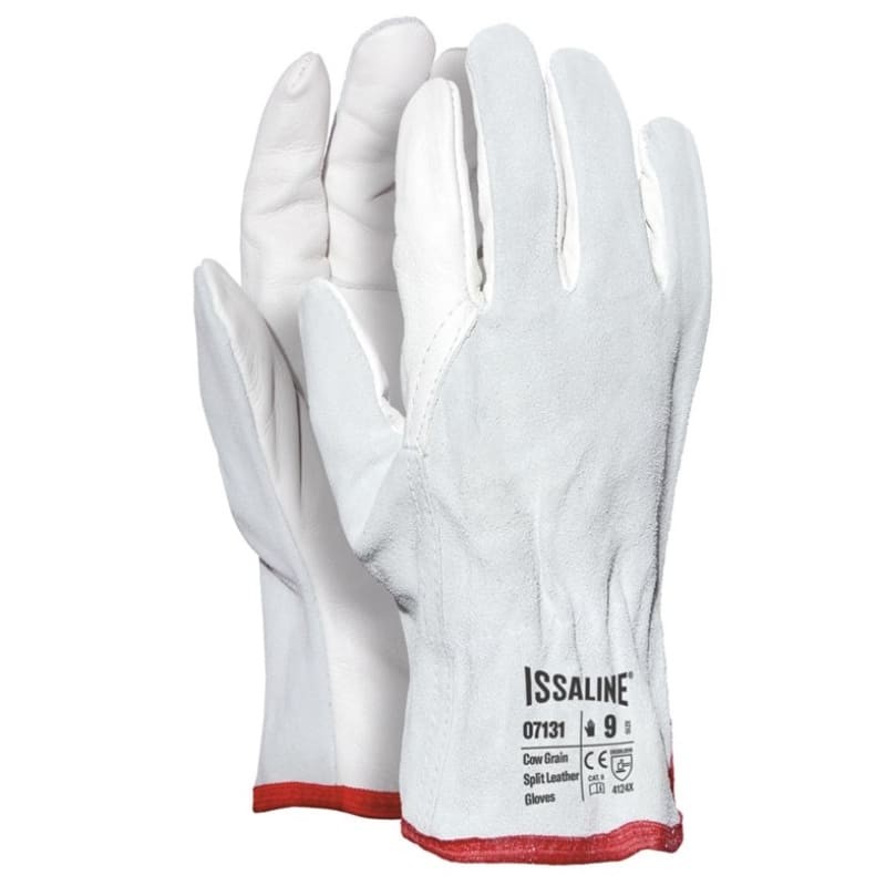 12 Paia - Guanti da lavoro GTI in Pelle di Bovino Dorso Crosta - Issa Line 07131