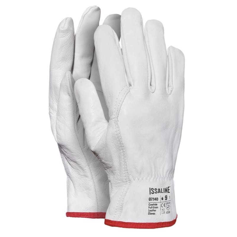 12 Paia - Guanti da lavoro in Pelle di Bovino - Issa Line 17140