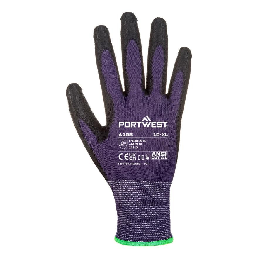 12 Paia - Guanti da lavoro in poliestere spalmati in Poliuretano Portwest A195