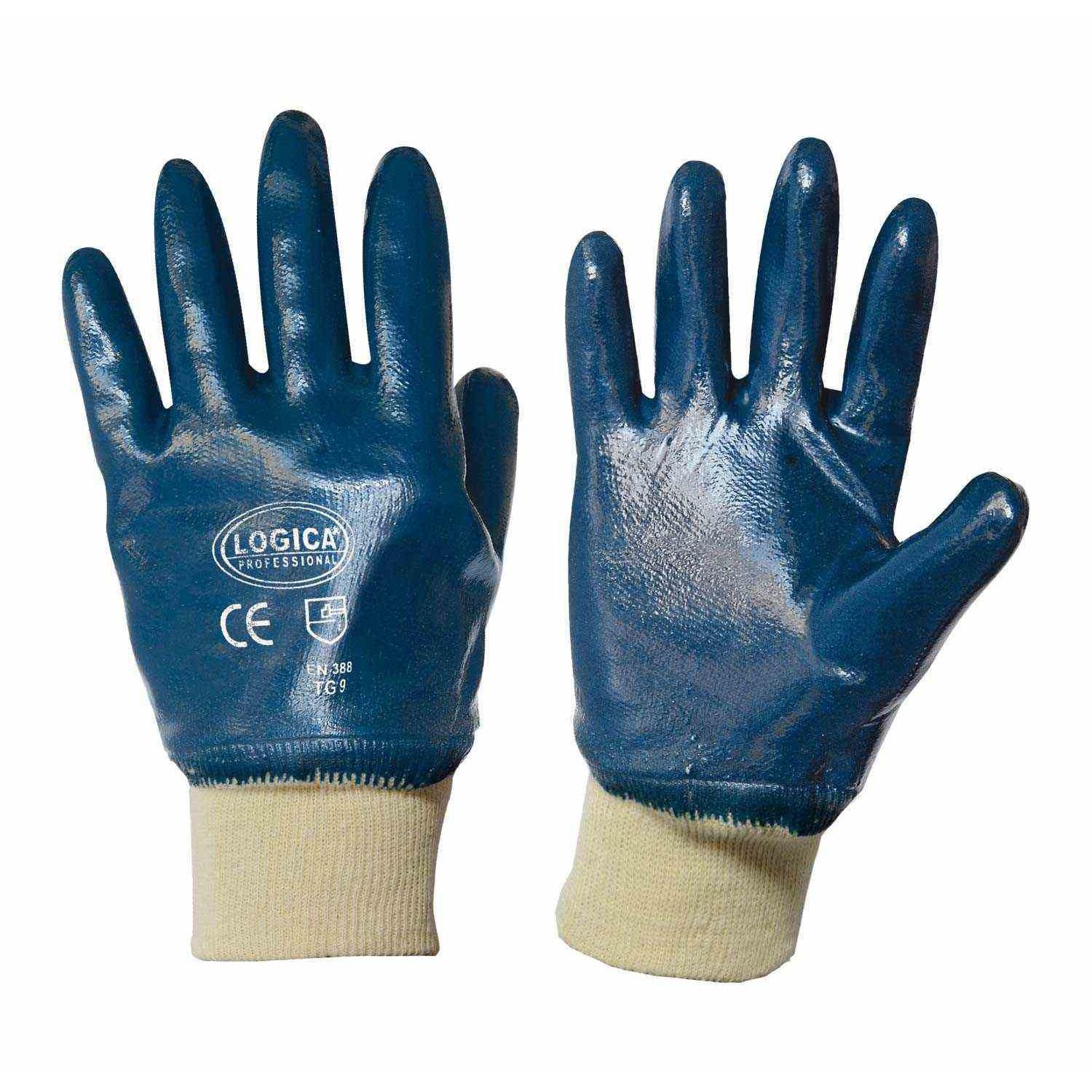 12 Paia - Guanti da lavoro Spalmati in Nitrile Logica 0050S