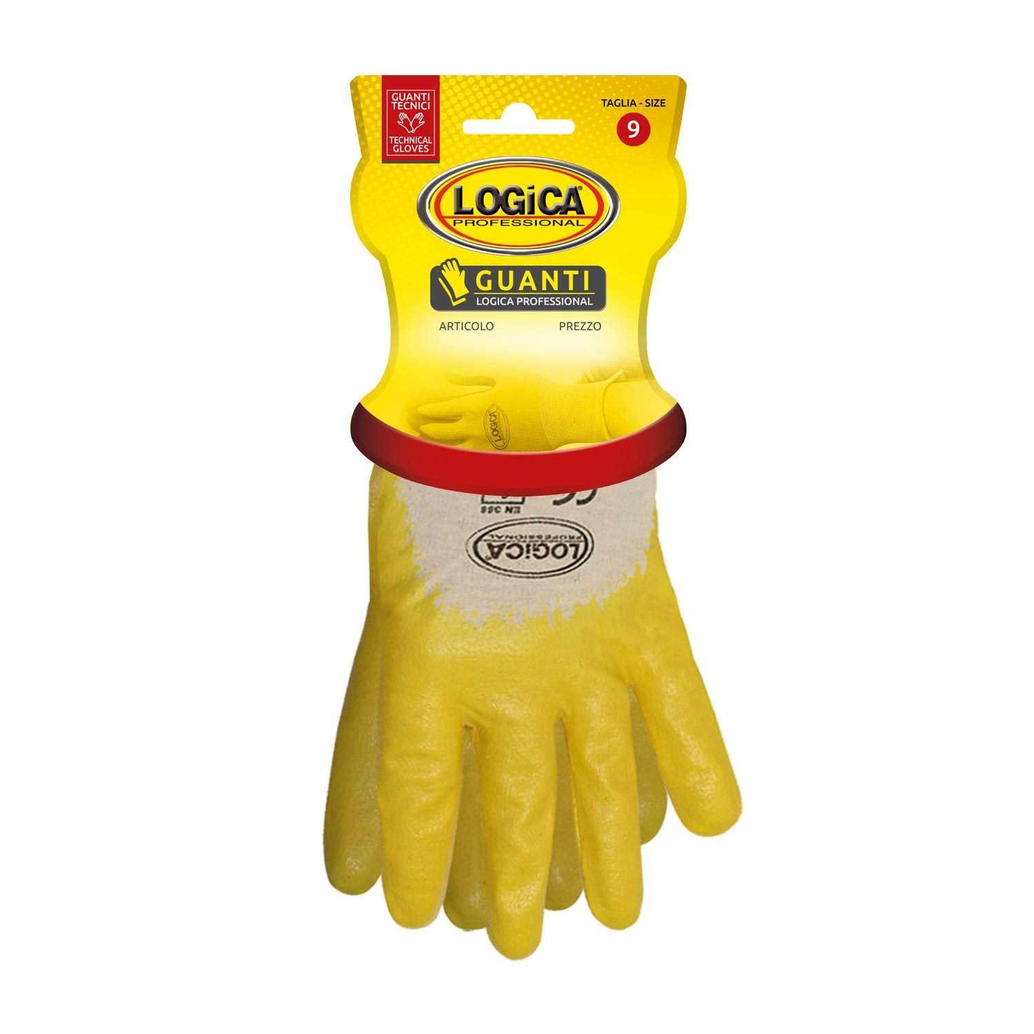 12 Paia - Guanti da lavoro Spalmati in Nitrile Logica 0158PLUS