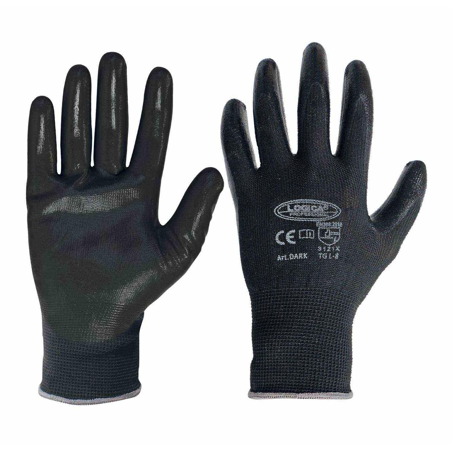 12 Paia - Guanti da lavoro Spalmati in Nitrile Logica DARK
