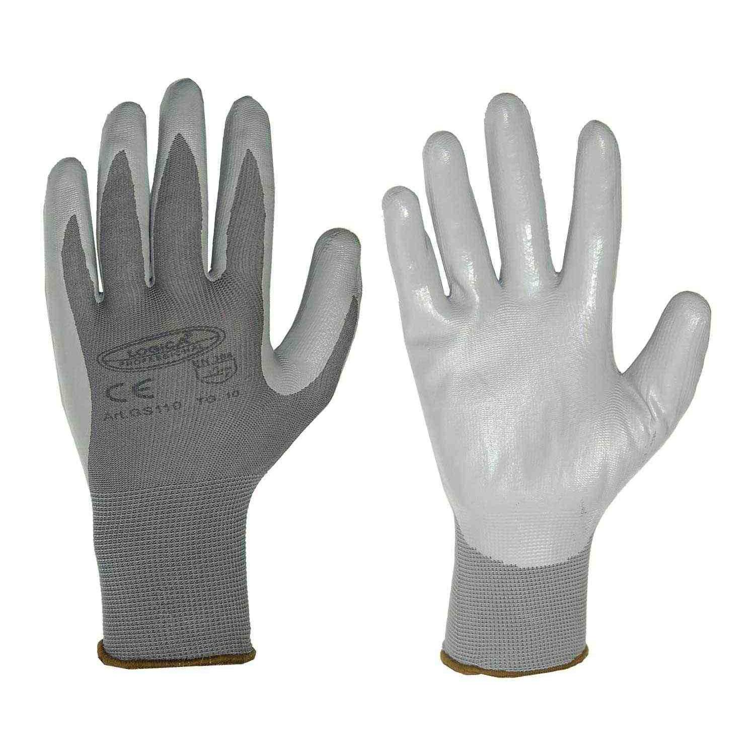 12 Paia - Guanti da lavoro Spalmati in Nitrile Logica GS110