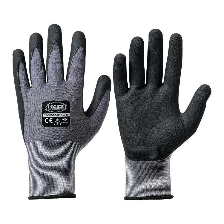 12 Paia - Guanti da lavoro Spalmati in Nitrile Logica TECNOFOAM