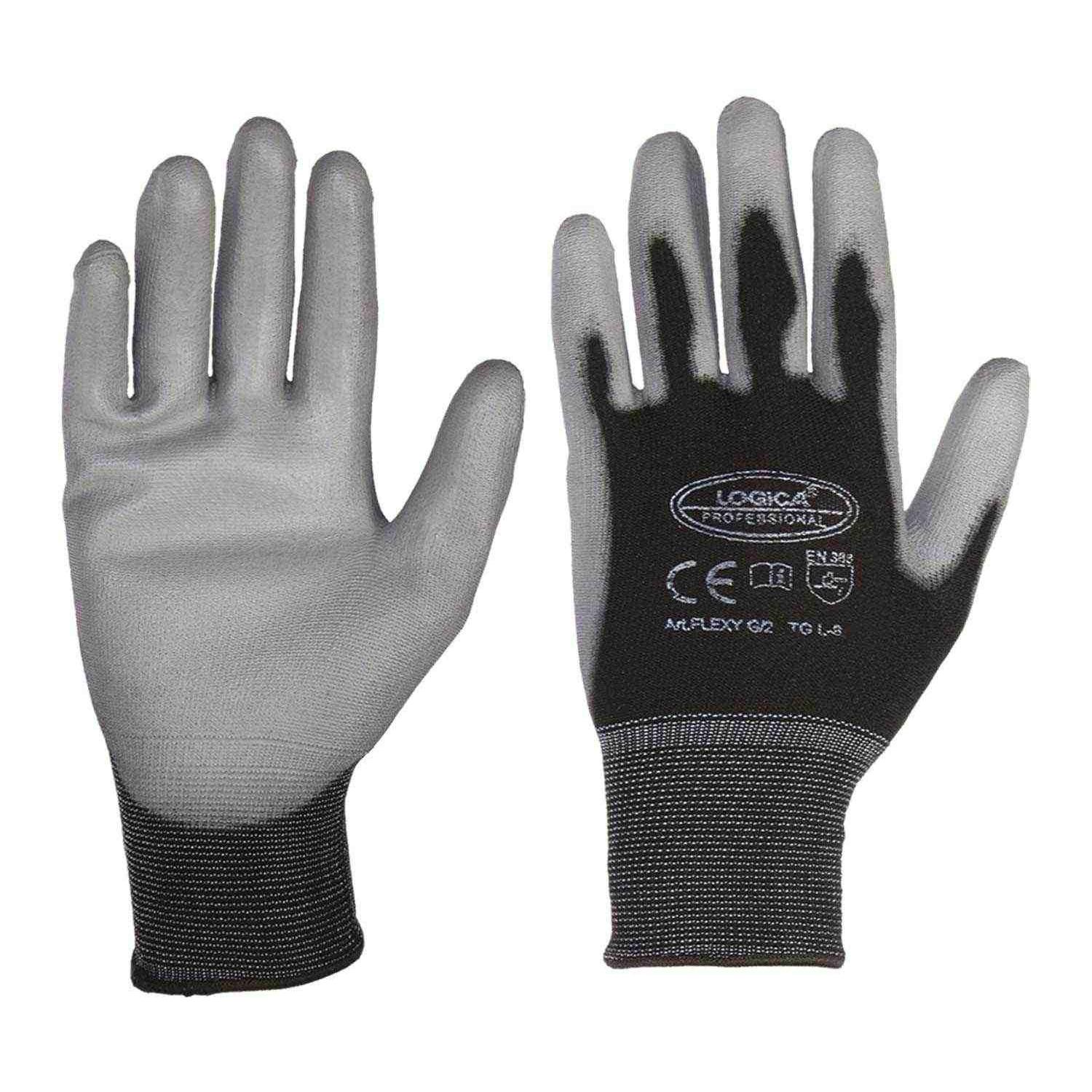 12 Paia - Guanti da lavoro Spalmati in Poliestere Logica FLEXY/G2