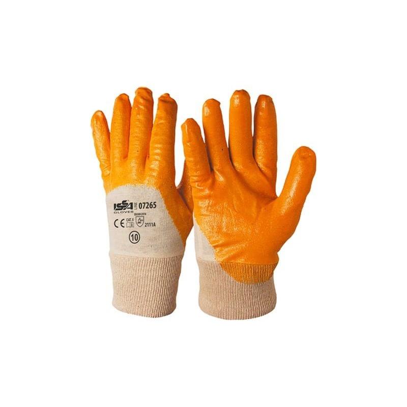 12 Paia - Guanti NBR in maglia con polsino Giallo - Dorso AREATO 07265