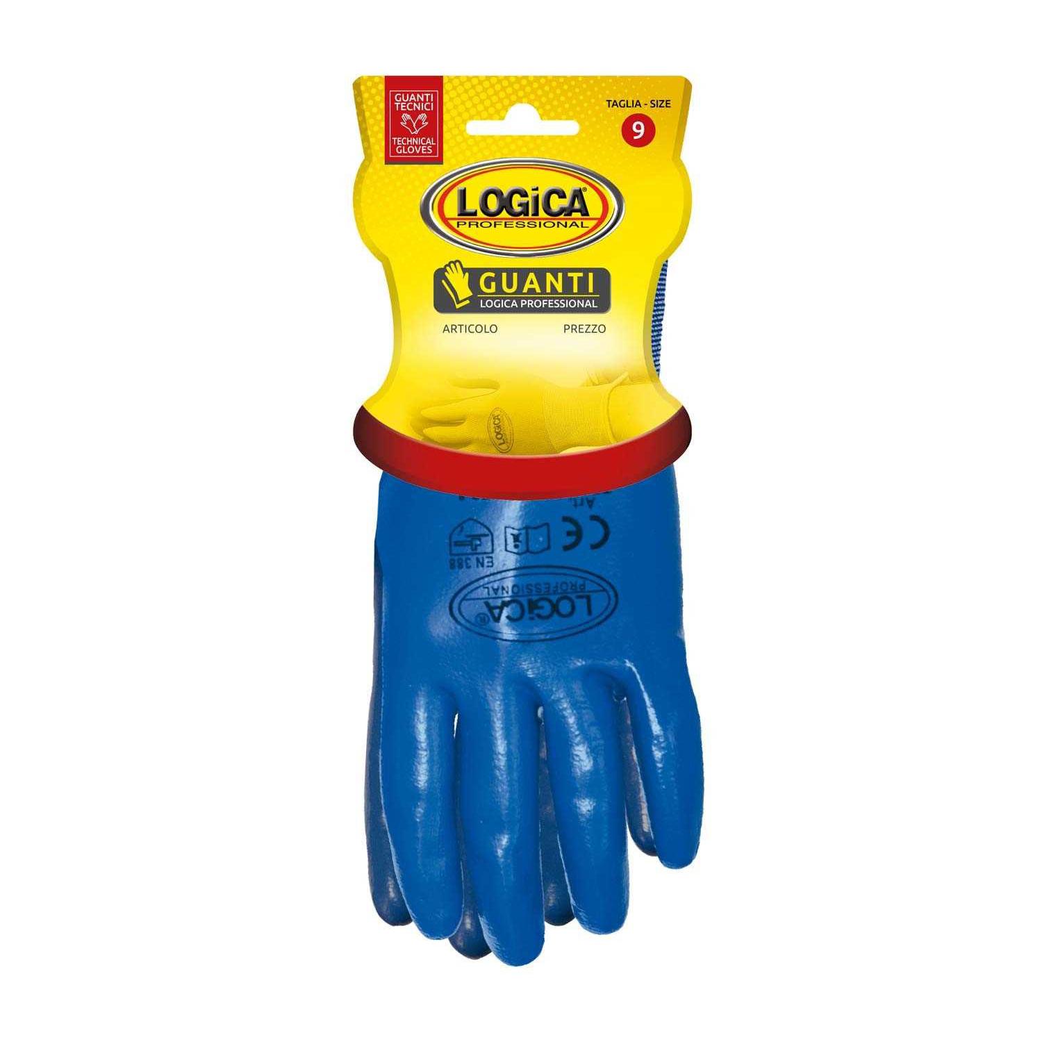 12 Pezzi - Guanti da lavoro da lavoro Spalmati in Nitrile Logica TECNOFOX