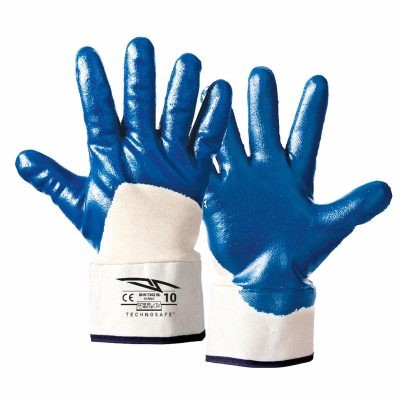 12 Pezzi - Guanti da Lavoro in Cotone Jersey Spalmati in Nitrile NBR Technosafe GHN1351BL