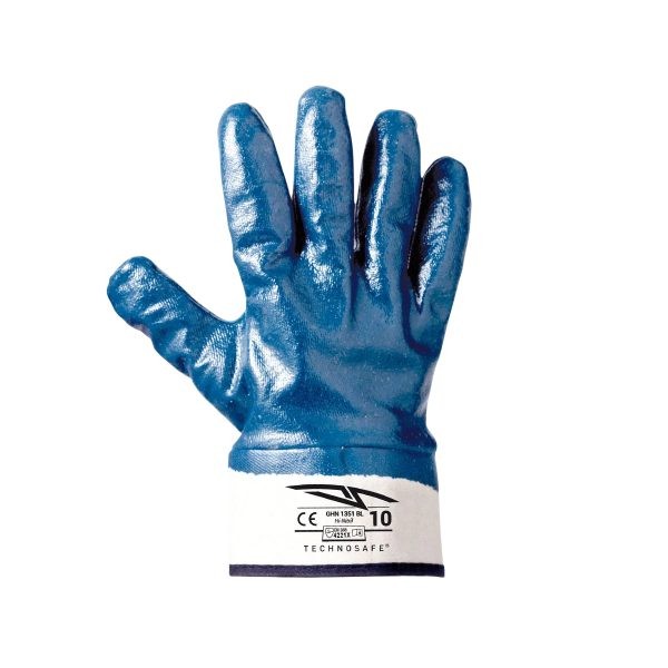 12 Pezzi - Guanti da Lavoro in Cotone Jersey Spalmati in Nitrile NBR Technosafe GHN1351BL