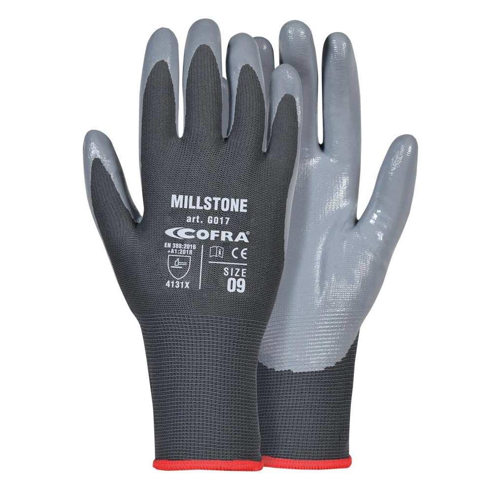 12 Pezzi - Guanti da Lavoro in Nitrile Cofra Millstone G017
