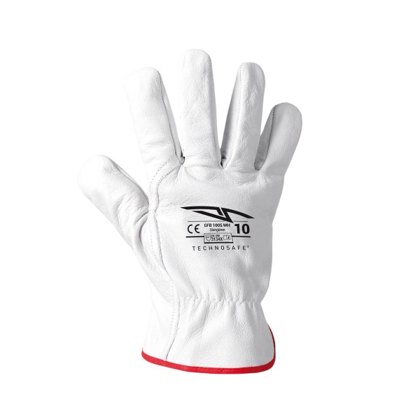 12 Pezzi - Guanti da Lavoro in Pelle Fiore Technosafe Top Quality GFB1005WH