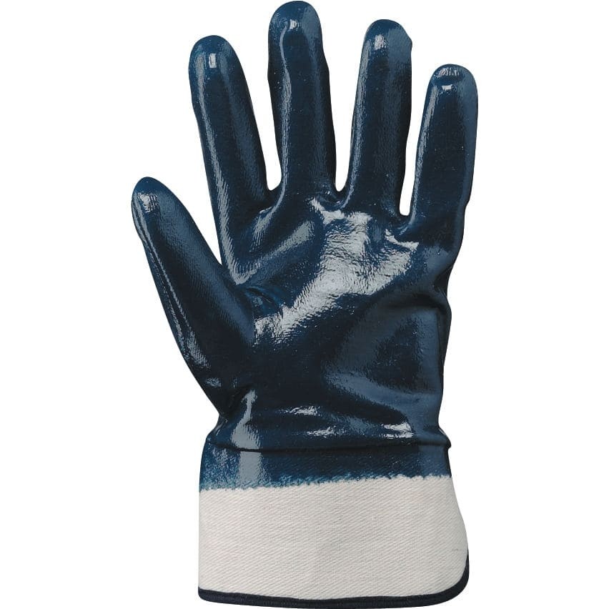 12 Paia - Guanti NBR con manichetta 7 cm. Dorso RICOPERTO Blu - BROOK 800