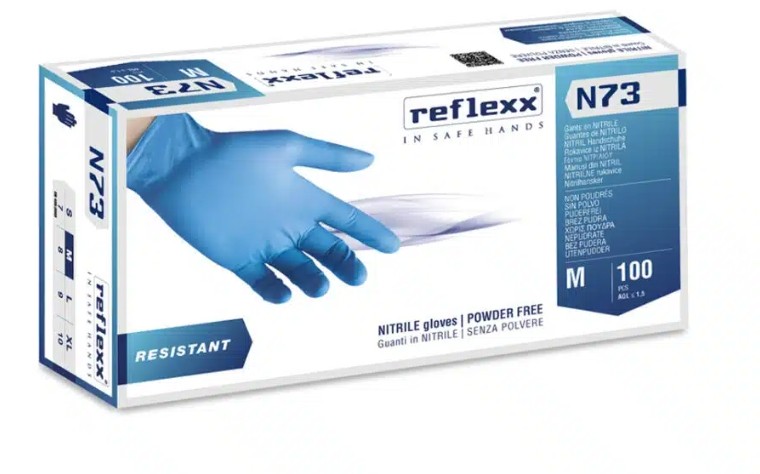 Guanti in Nitrile Azzurro Reflexx N73 senza polvere