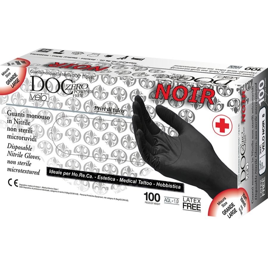 Guanti Monouso in nitrile senza polvere colore nero - 100 pezzi