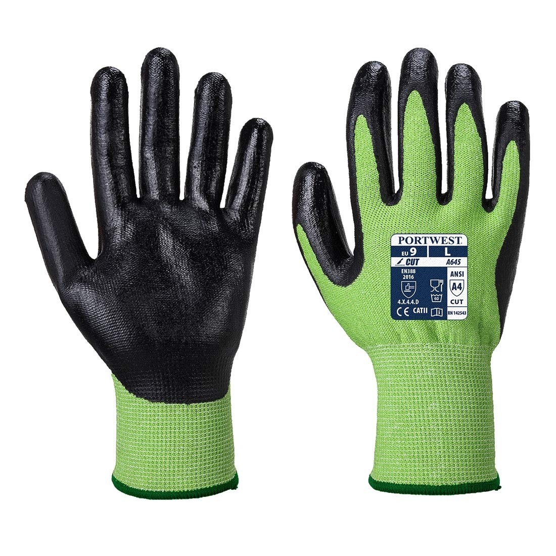12 Paia - Guanti ANTITAGLIO Livello 5 spalmati in nitrile in HDPE e fibra di vetro - FOODSAFE