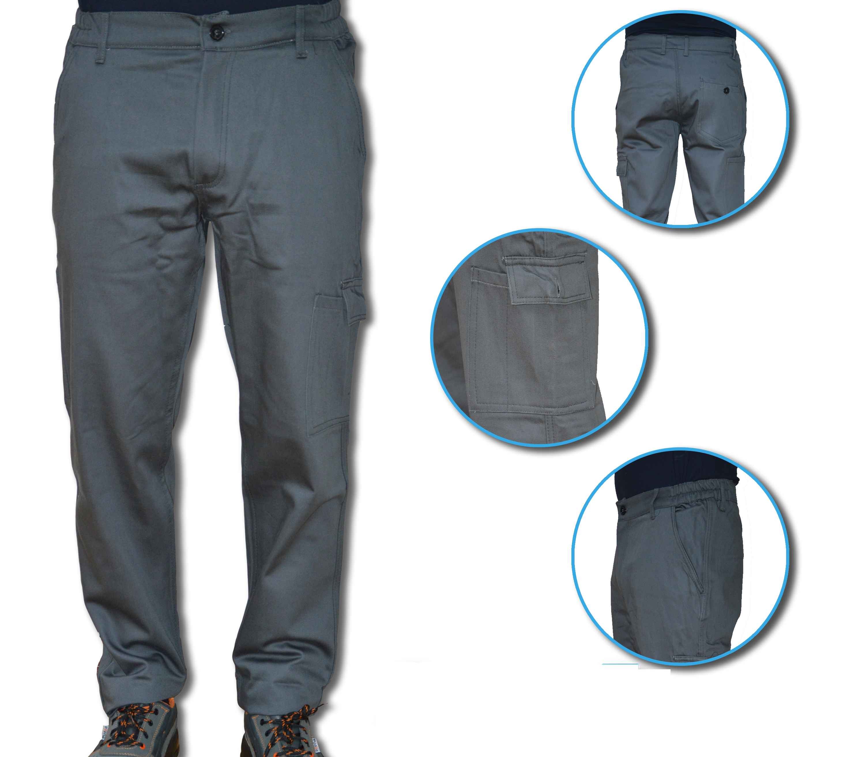 Pantalone Economico Grigio Multitasche Cotone 100% Massaua