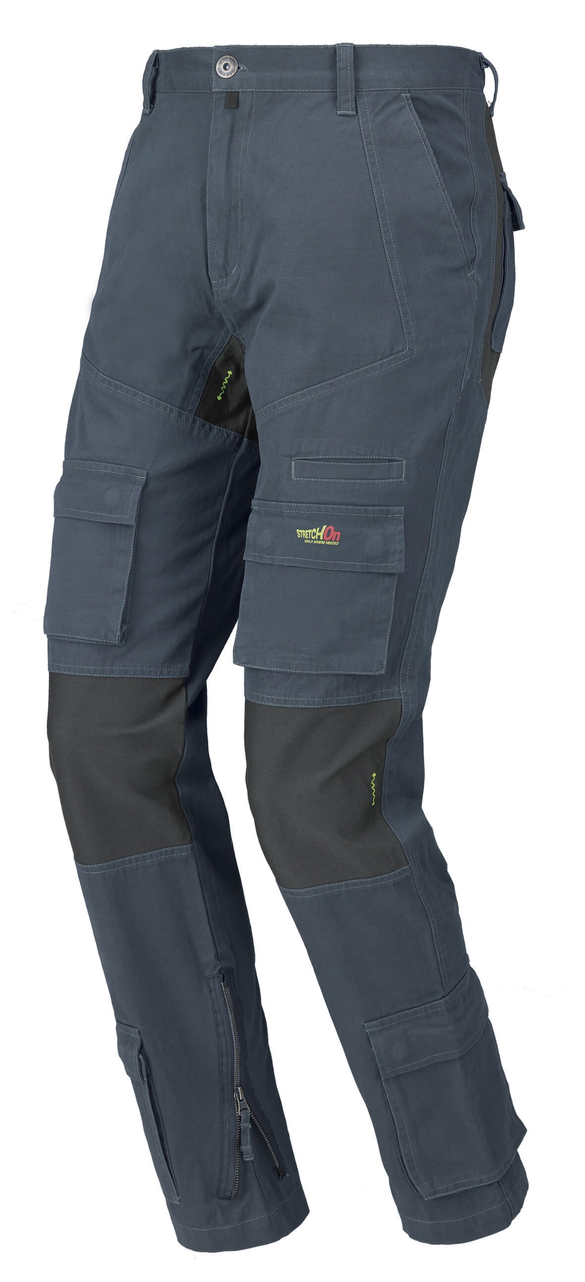 Pantalone da lavoro ISSA LINE Stretch On 8738 BLU Multitasche Tasche Laterali 100% Cotone