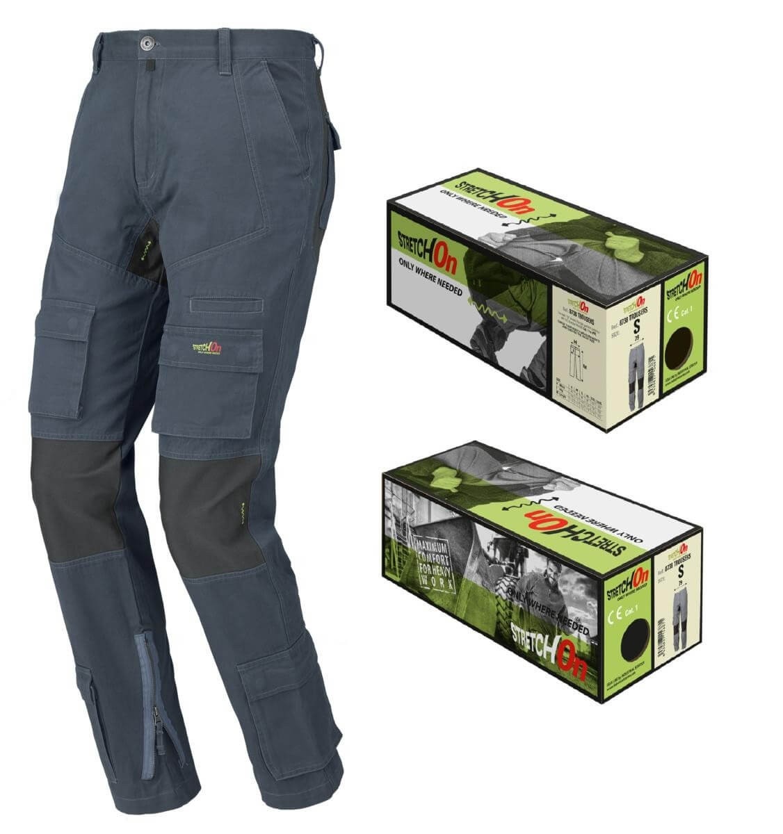 Pantalone da lavoro ISSA LINE Stretch On 8738 BLU Multitasche Tasche Laterali 100% Cotone