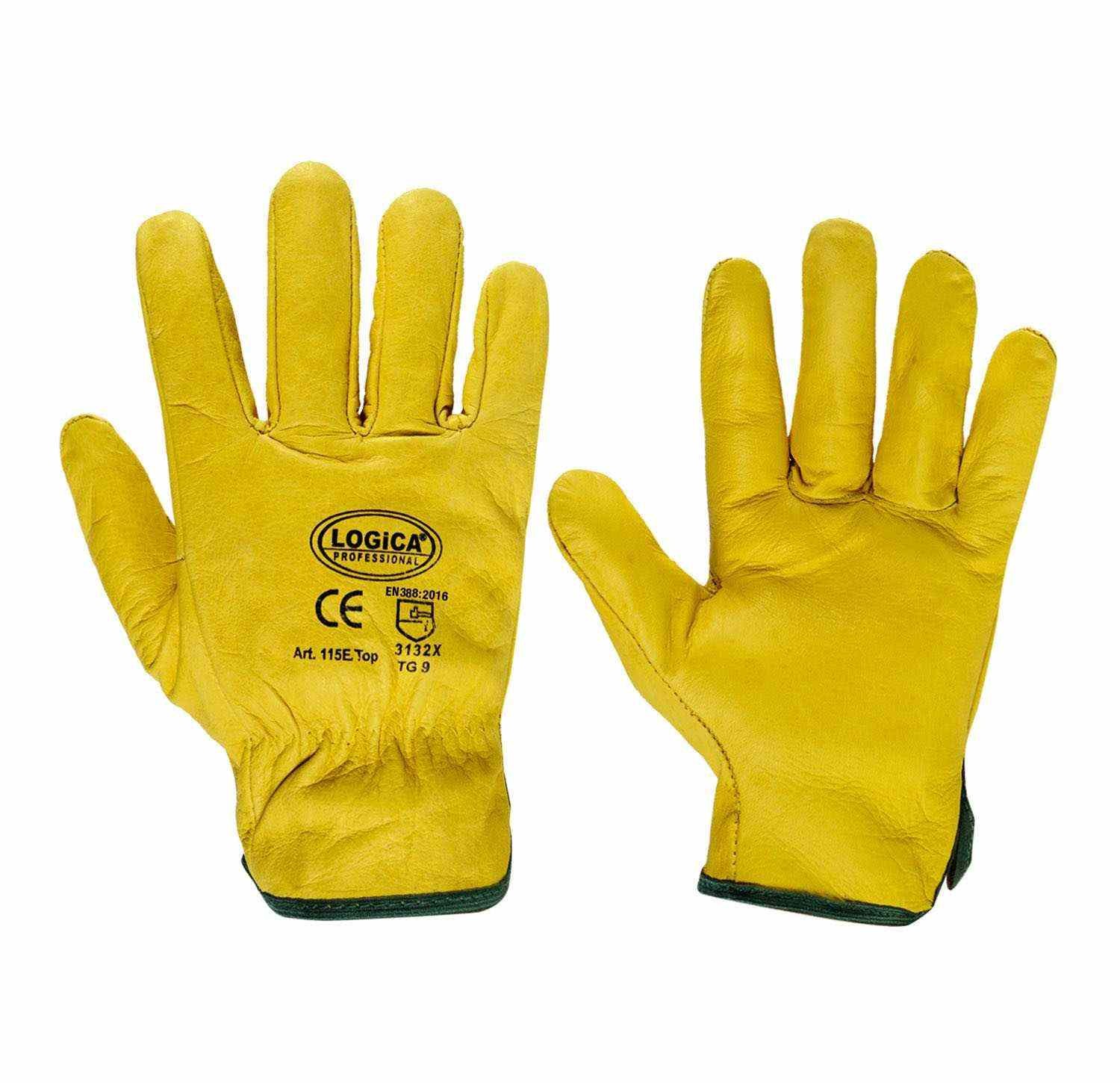 10 Paia - Guanti da Lavoro in Pelle Fiore Logica 115ETOP