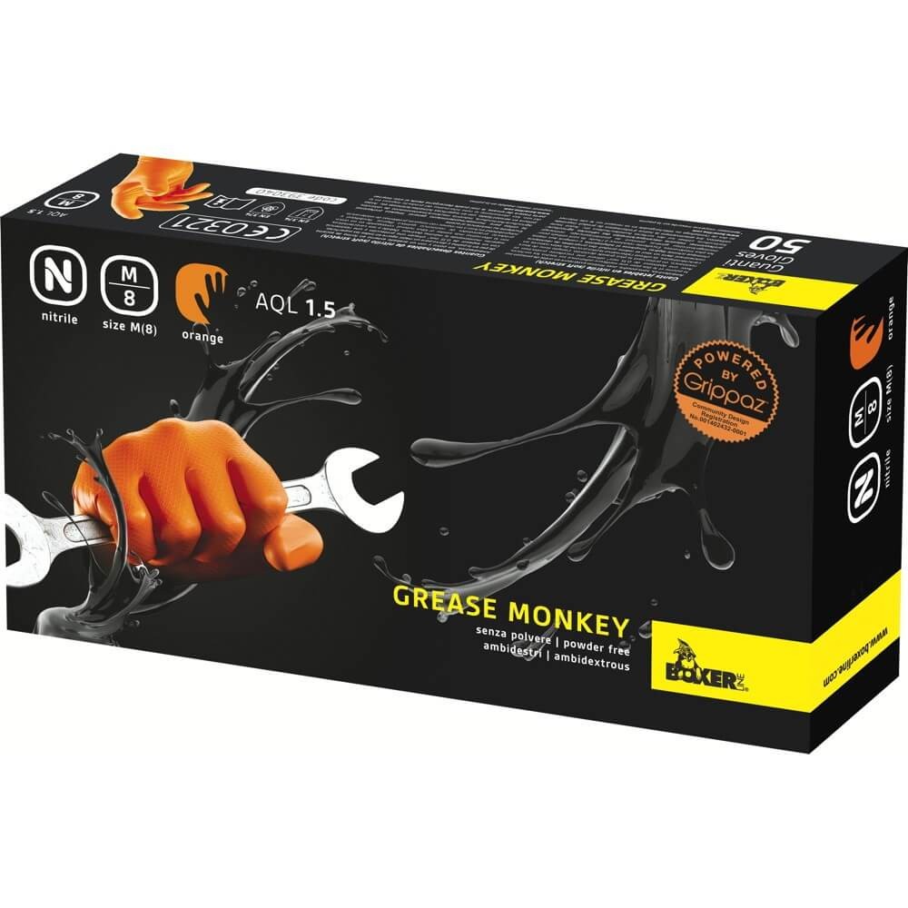 Guanti Monouso in Nitrile senza polvere Arancione - GREASE MONKEY