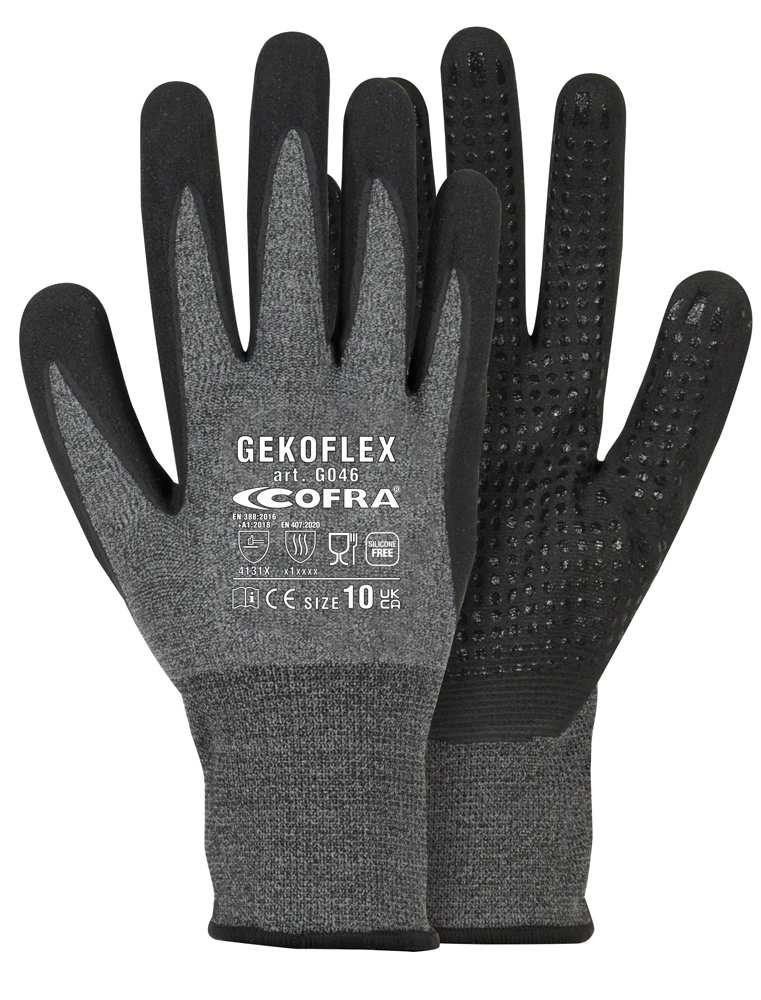 12 Pezzi - Guanti da Lavoro in Nitrile Cofra Gekoflex G046