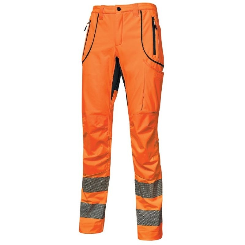 Pantaloni da Lavoro Softshell Stretch Elasticizzati Alta Visibilit� Multitasche U-Power Ren HL186OF