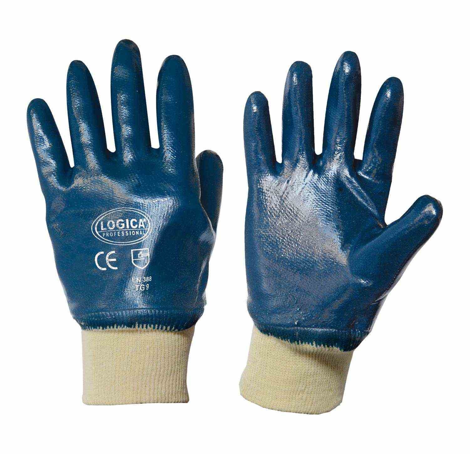 12 Paia - Guanti da lavoro Spalmati in Nitrile Logica 0050S