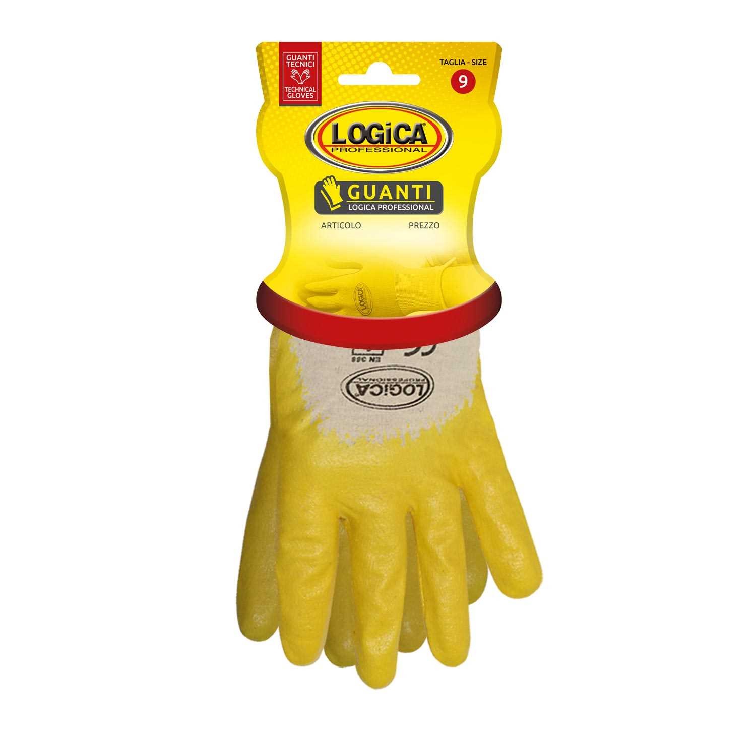 12 Paia - Guanti da lavoro Spalmati in Nitrile Logica 0158PLUS
