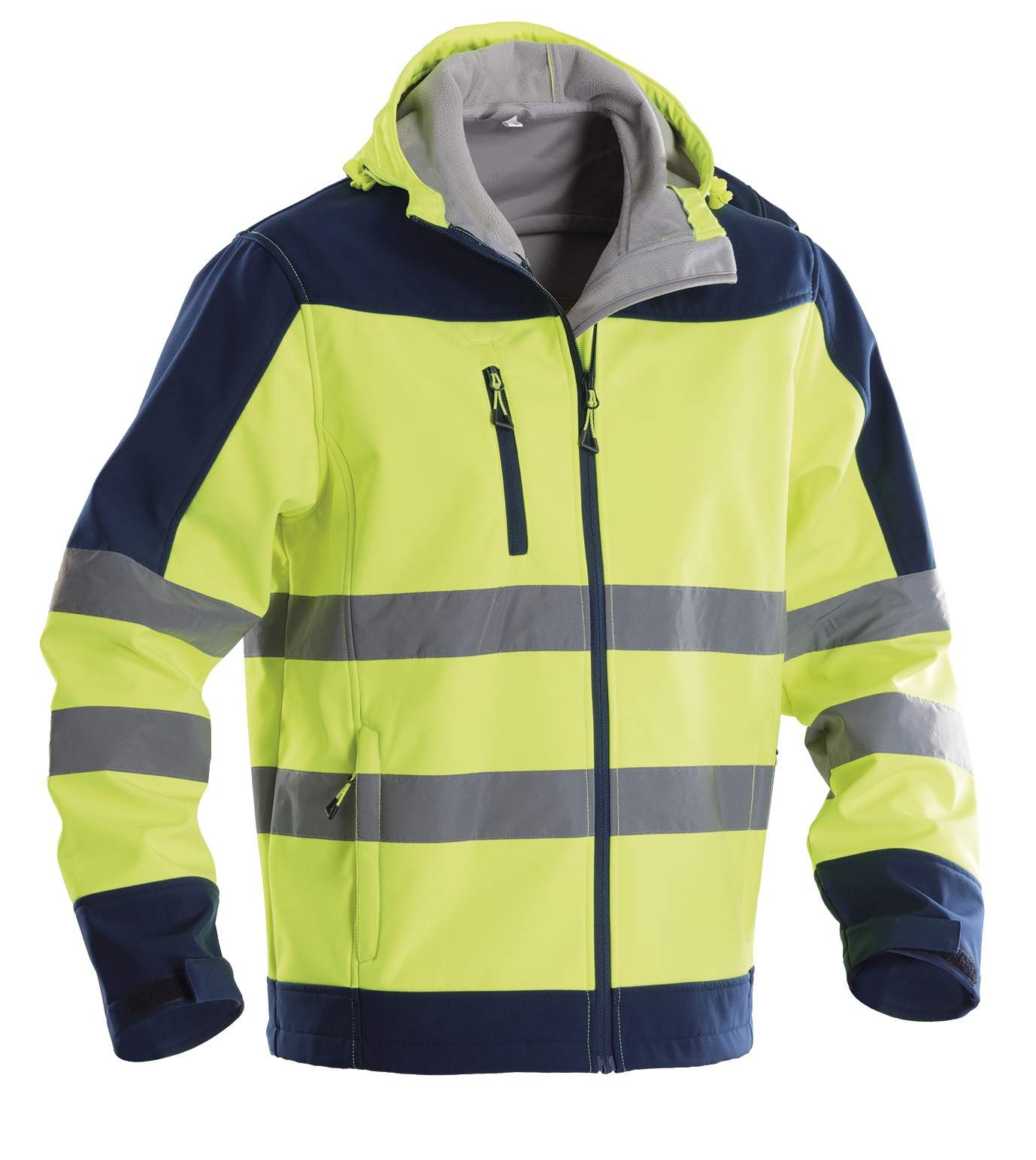 Giubbotto da Lavoro Alta Visibilit� Softshell Multitasche Invernale Zip Intera con Cappuccio P&P Loyal Bright GGX1R 411