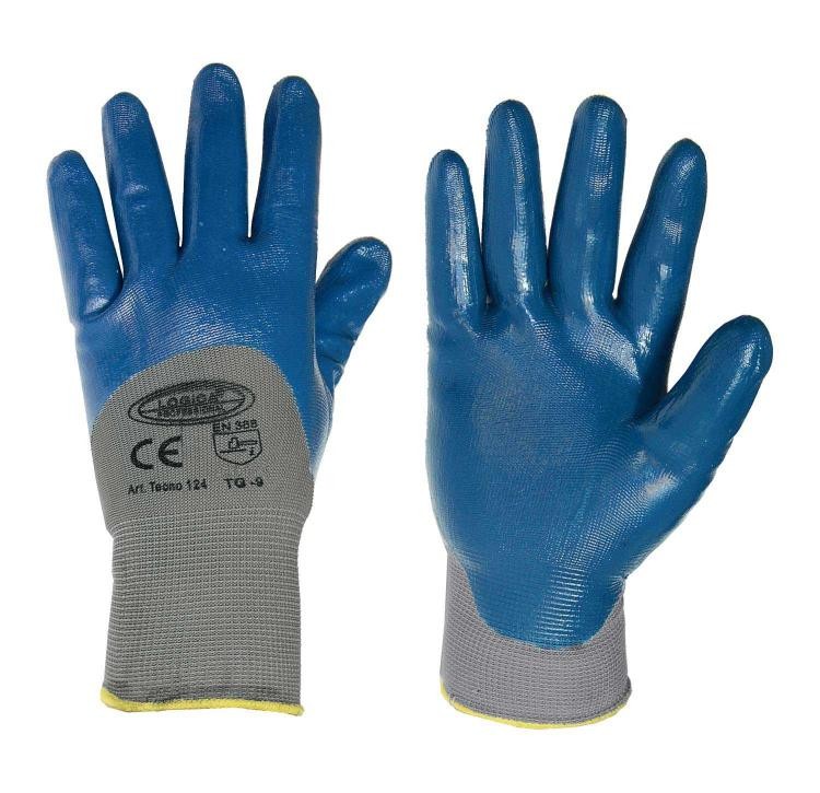 12 Paia - Guanti da lavoro Spalmati in Nitrile Logica TECNO124
