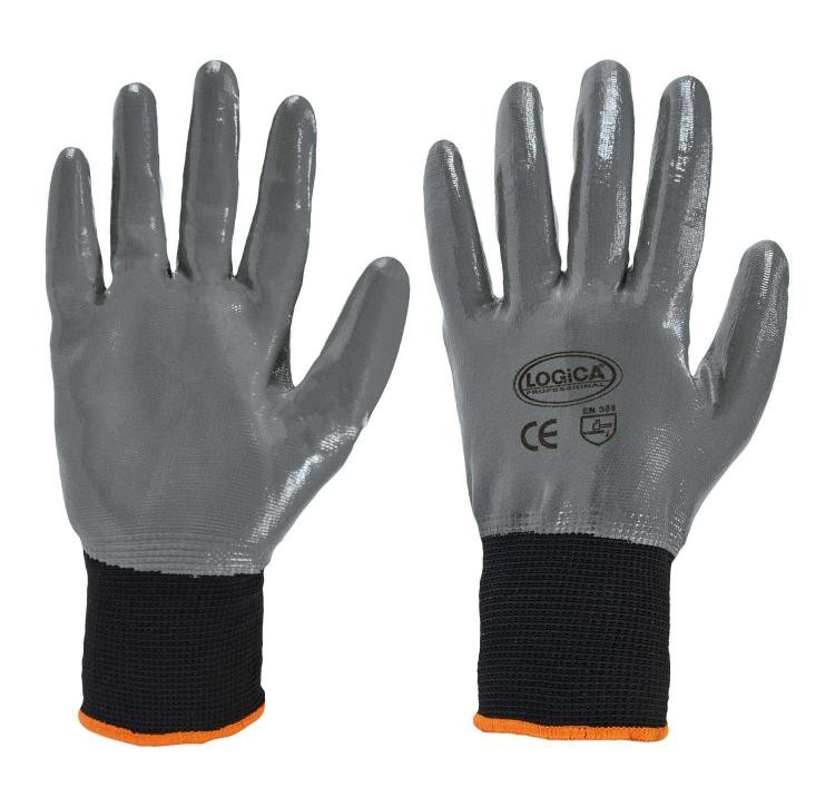 12 Paia - Guanti da lavoro Spalmati in Nitrile Logica TECNO125
