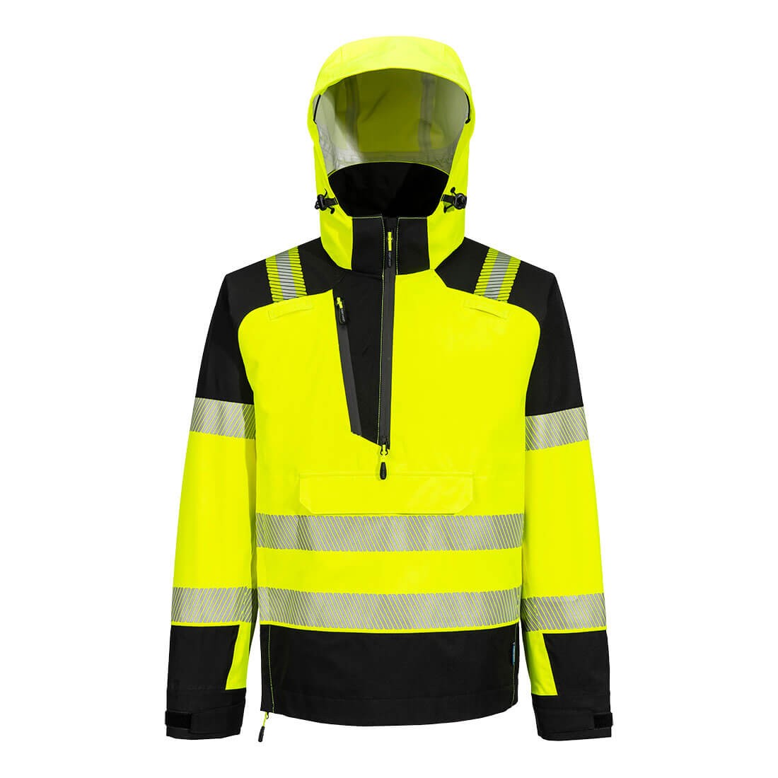 Giubbotto da Lavoro Alta Visibilit� Multitasche Impermeabile Stretch con Cappuccio Portwest T161