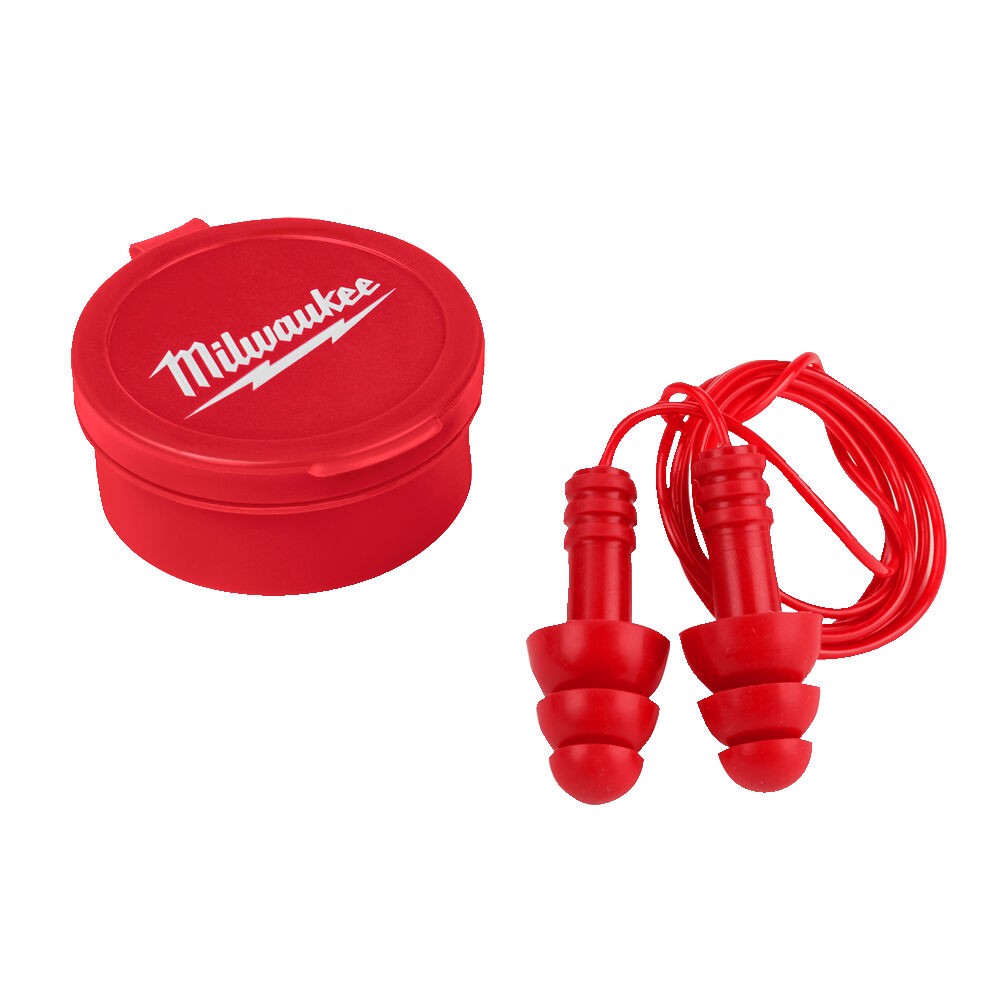 3 Pezzi - Insertri Auricolari da Lavoro con Cordino Riutilizzabili Milwaukee Plugs Corted 4932471904