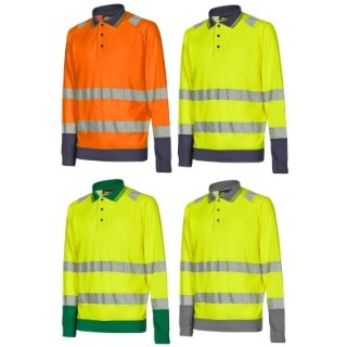 3 Pezzi - Polo da Lavoro Manica Lunga Alta Visibilit� U-Power Close WHL389