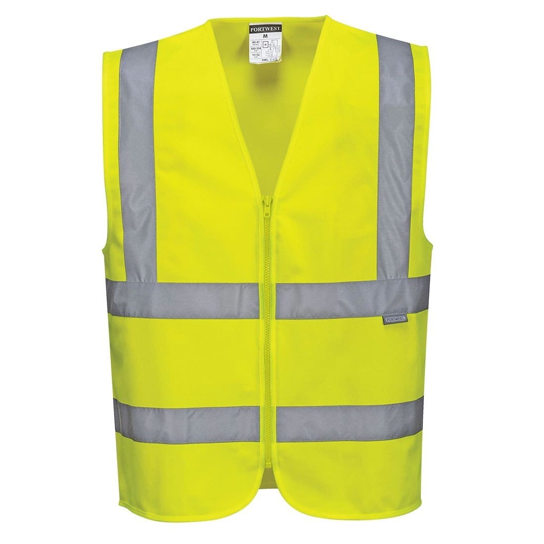 Gilet da Lavoro due bande orizzontali e verticali con Zip Alta Visibilita Portwest C375