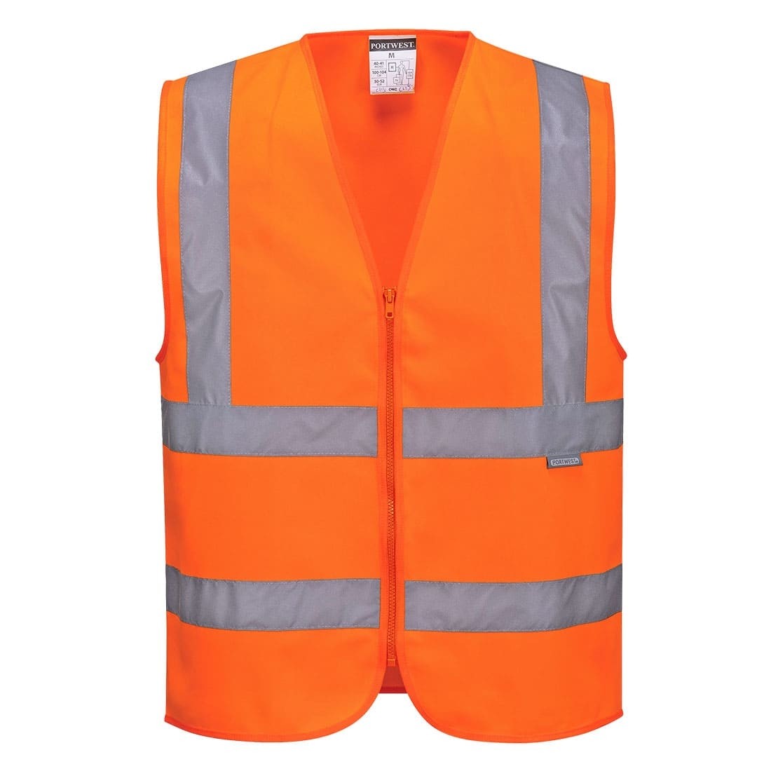 Gilet da Lavoro due bande orizzontali e verticali con Zip Alta Visibilita Portwest C375