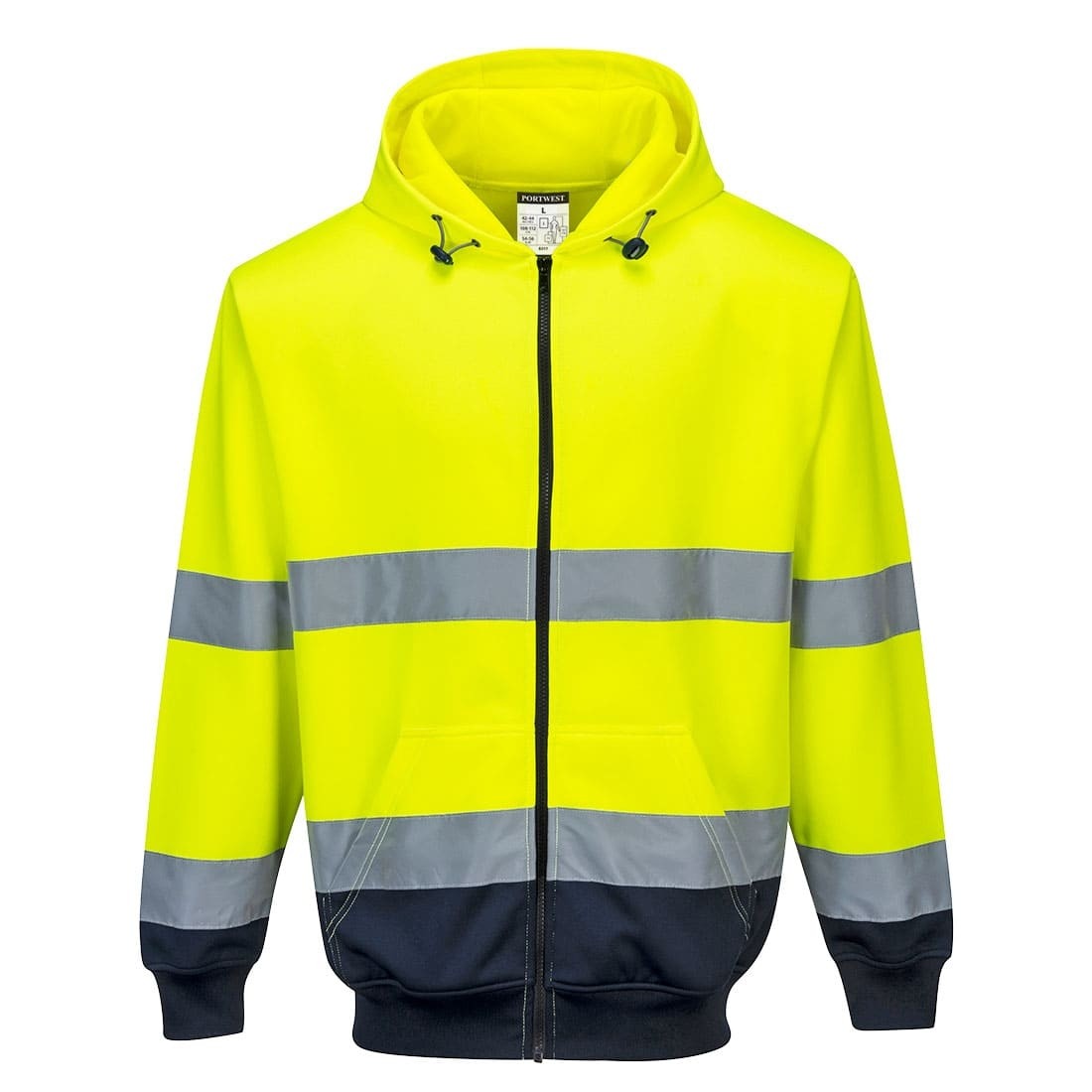 Felpa da Lavoro Bicolore con Cappuccio e Zip intera Alta Visibilit� Portwest B317