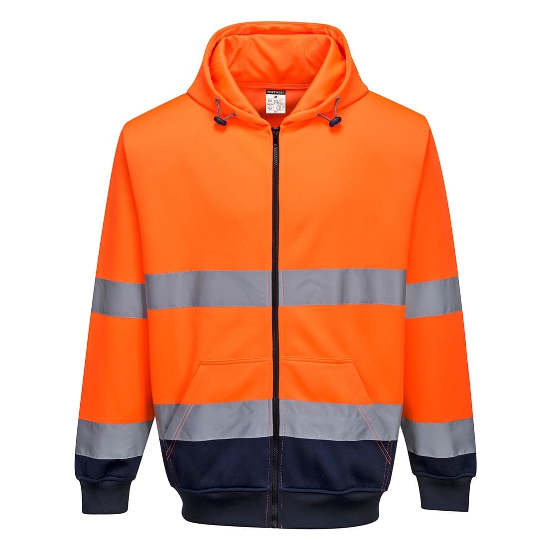 Felpa da Lavoro Bicolore con Cappuccio e Zip intera Alta Visibilit� Portwest B317